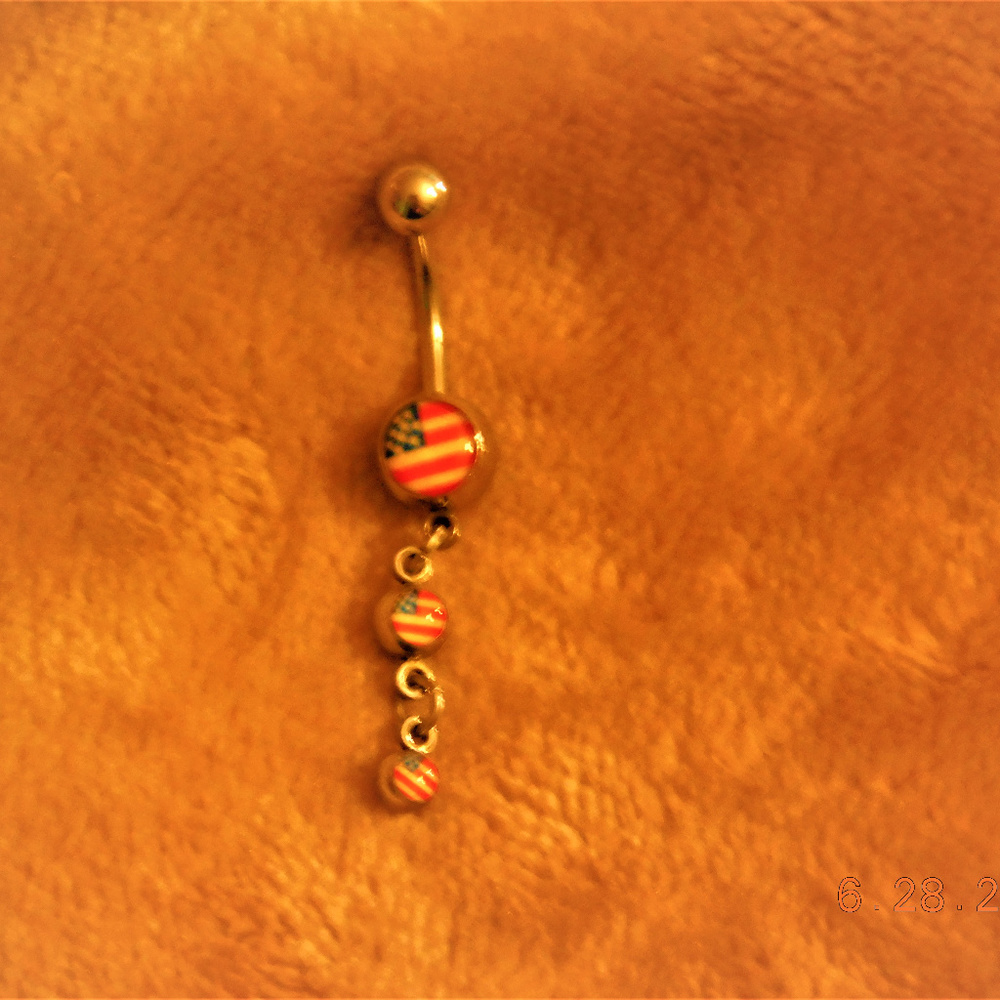 BELLY RING PATRIOTIC RED WHITE BLUE